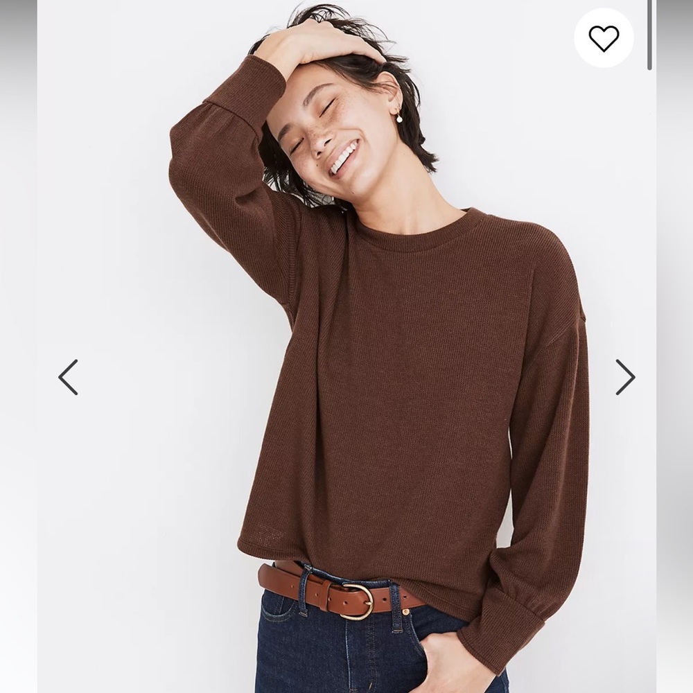 Madewell brushed knit puff sleeved top